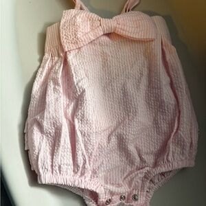 Ruffle Butts Pink Seersucker One Piece